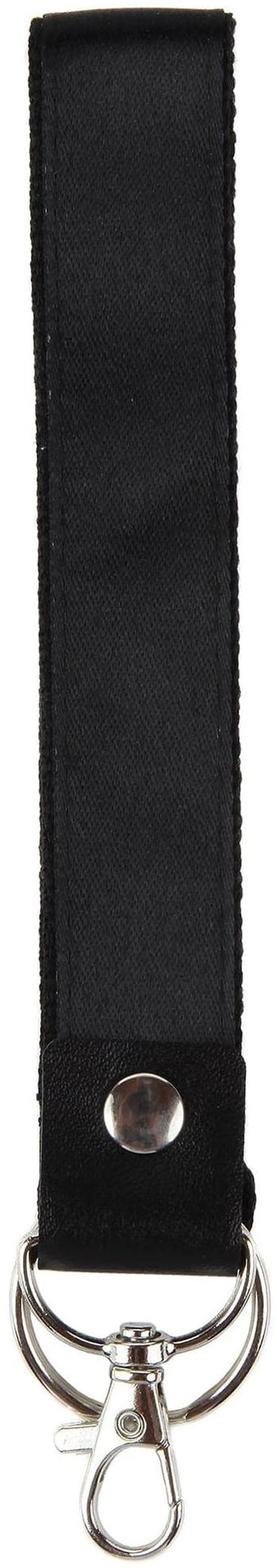 Main image of Essentials Unisex Adult Black Wristlet Ribbon Lanyard, Hook and Keyring, 8" Long