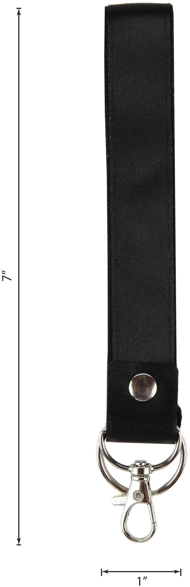 Alt view image 2 of 3 - Essentials Unisex Adult Black Wristlet Ribbon Lanyard, Hook and Keyring, 8" Long