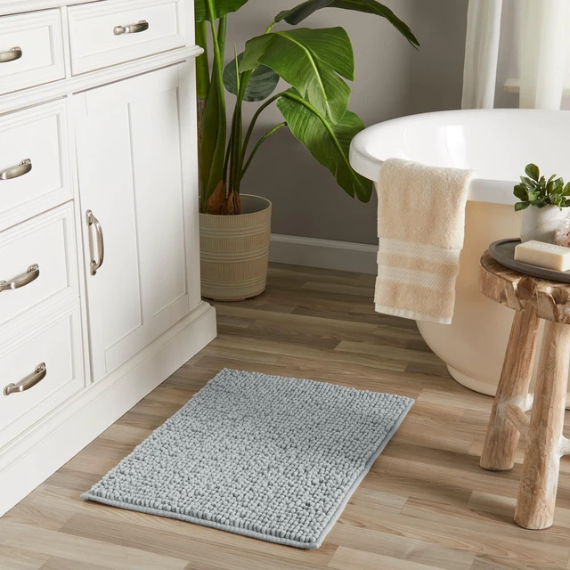 Alt view image 3 of 6 - Mainstays Basic Polyester Chenille Noodle Bath Rug, Light School Grey, 17"x24", One Piece