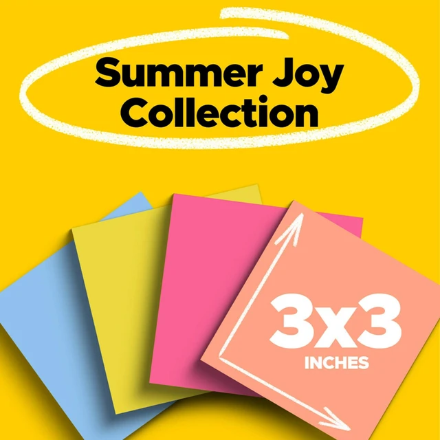 Alt view image 4 of 6 - Post-it Super Sticky Notes, 3 in x 3 in, Summer Joy, 4 Pads