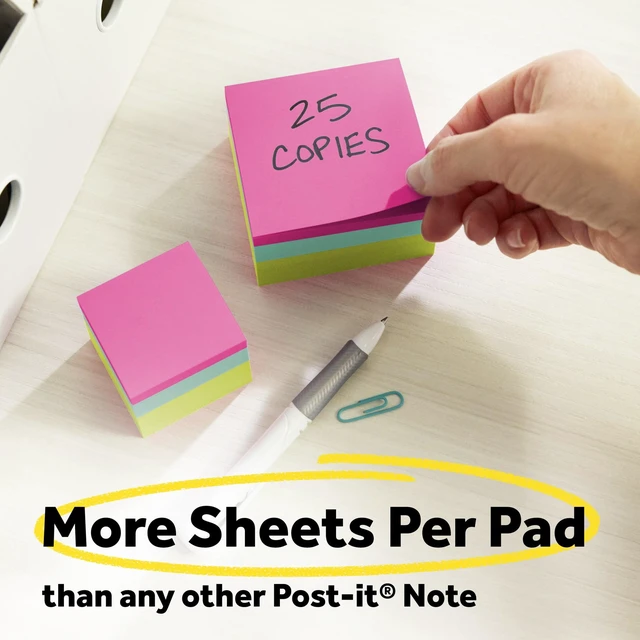 Alt view image 3 of 6 - Post-it Notes Cube, 3 in. x 3 in., Bright colors, 400 Sheets, 1 Cube