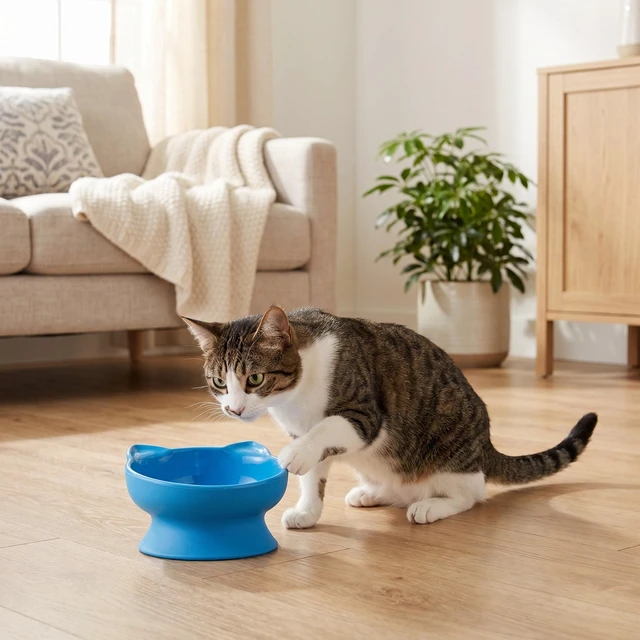 Alt view image 5 of 6 - Vibrant Life 0.8-Cup Plastic Elevated Cat Ear Bowl, Blue