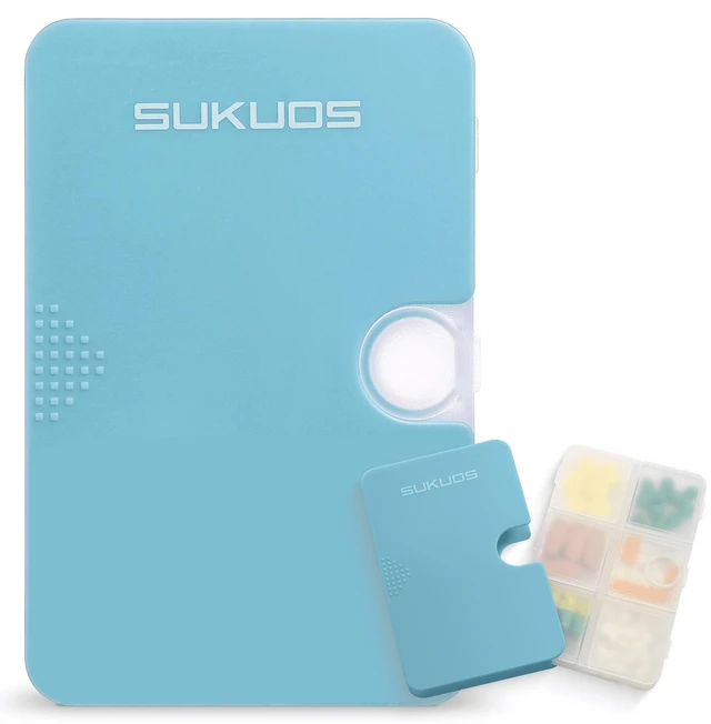 Main image of Sukuos Slim Daily Pill Organizer 6-Compartment Easy Open 1-pack
