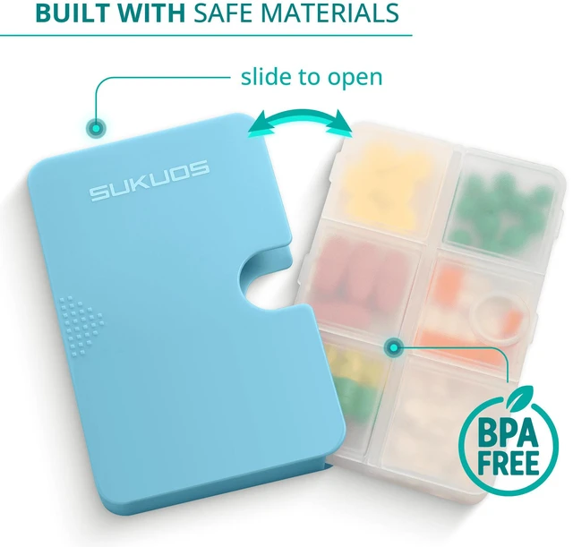 Alt view image 3 of 6 - Sukuos Slim Daily Pill Organizer 6-Compartment Easy Open 1-pack