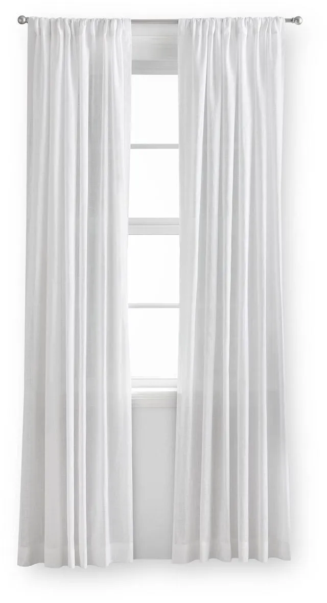 Main image of Mainstays 100% Cotton Indoor Sheer Rod Pocket Single Curtain Panel , White , 50" W x 63"L