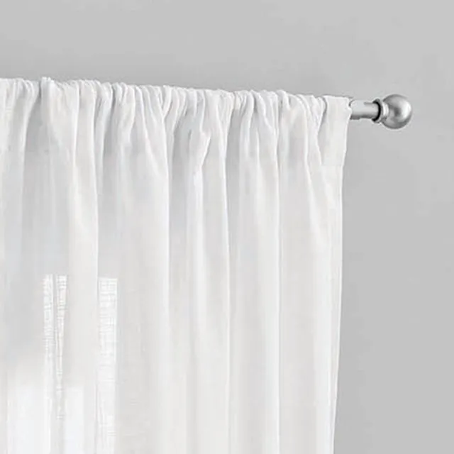 Alt view image 4 of 5 - Mainstays 100% Cotton Indoor Sheer Rod Pocket Single Curtain Panel , White , 50" W x 63"L
