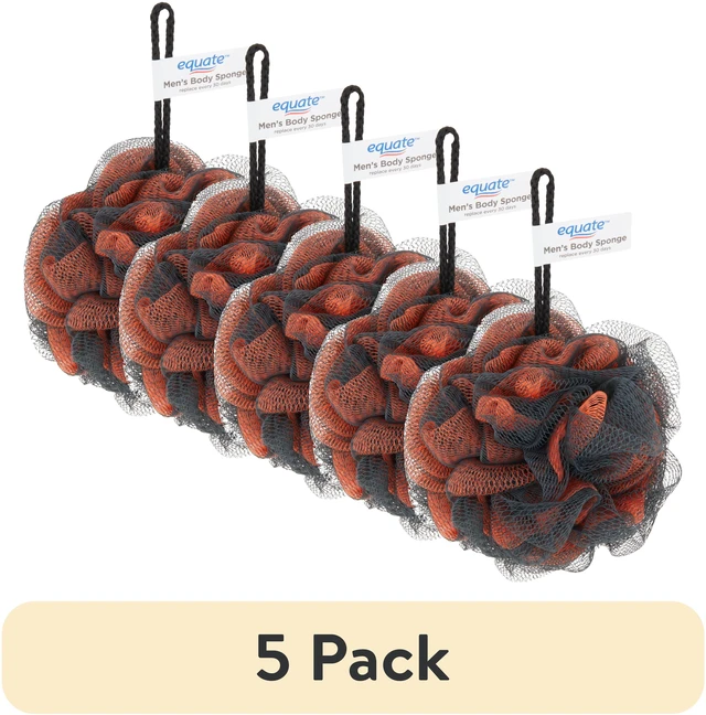 Main image of (5 pack) Equate Men's Body Sponge, Color May Vary