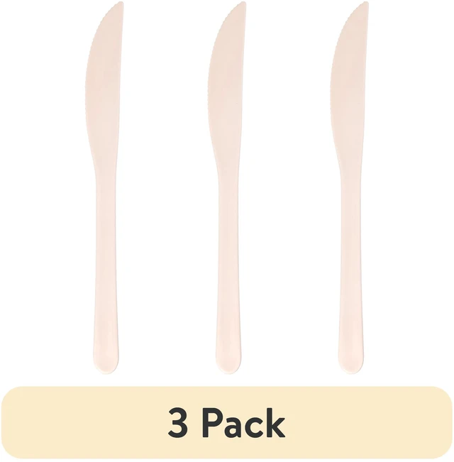Main image of (3 pack) Mainstays - Blush Pink Eco-Friendly Recycled Plastic 3-Piece Flatware Set