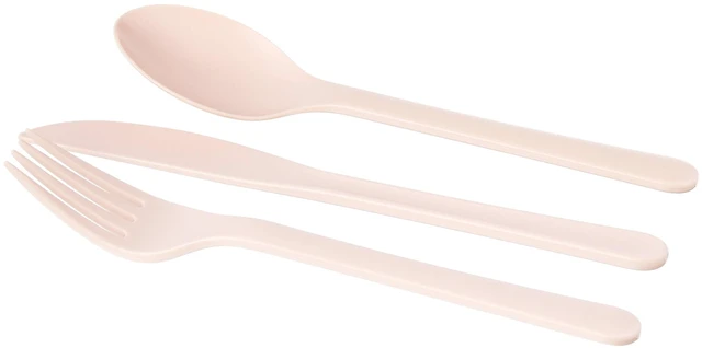 Alt view image 6 of 6 - (3 pack) Mainstays - Blush Pink Eco-Friendly Recycled Plastic 3-Piece Flatware Set