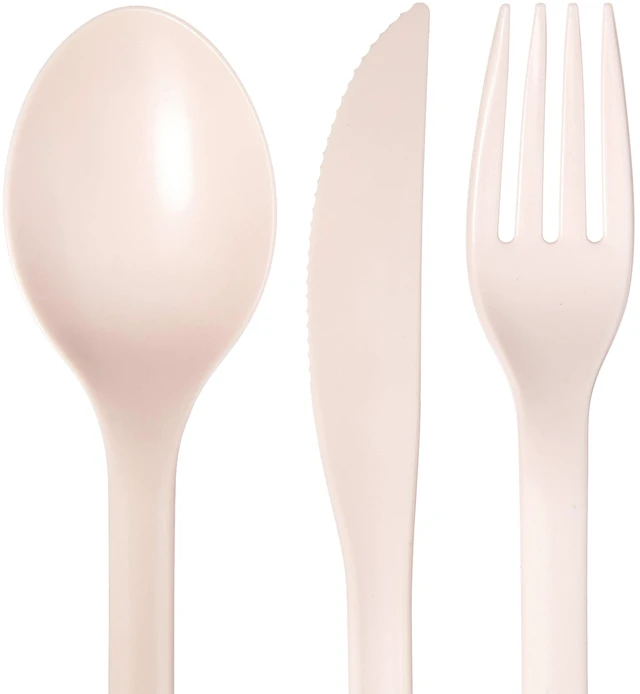 Alt view image 2 of 6 - (3 pack) Mainstays - Blush Pink Eco-Friendly Recycled Plastic 3-Piece Flatware Set