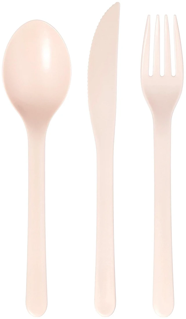 Alt view image 3 of 6 - (3 pack) Mainstays - Blush Pink Eco-Friendly Recycled Plastic 3-Piece Flatware Set