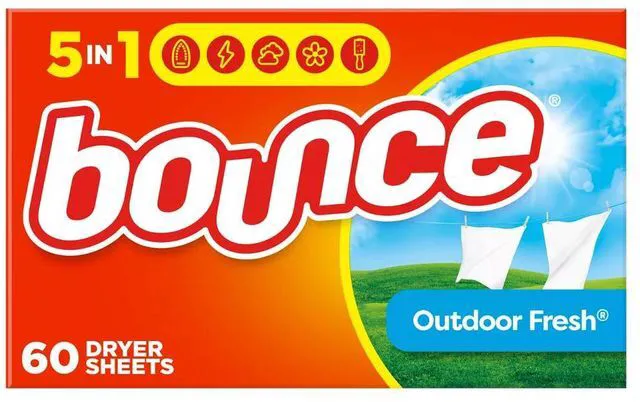 Main image of Bounce Outdoor Fresh Fabric Softener Dryer Sheets - 60ct: Box, Bleach-Free, Household Dryer Sheets