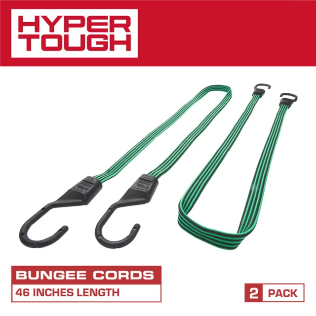 Alt view image 6 of 6 - Hyper Tough Green/Black Flat Bungee Cord, 48 inch, 2-Pack