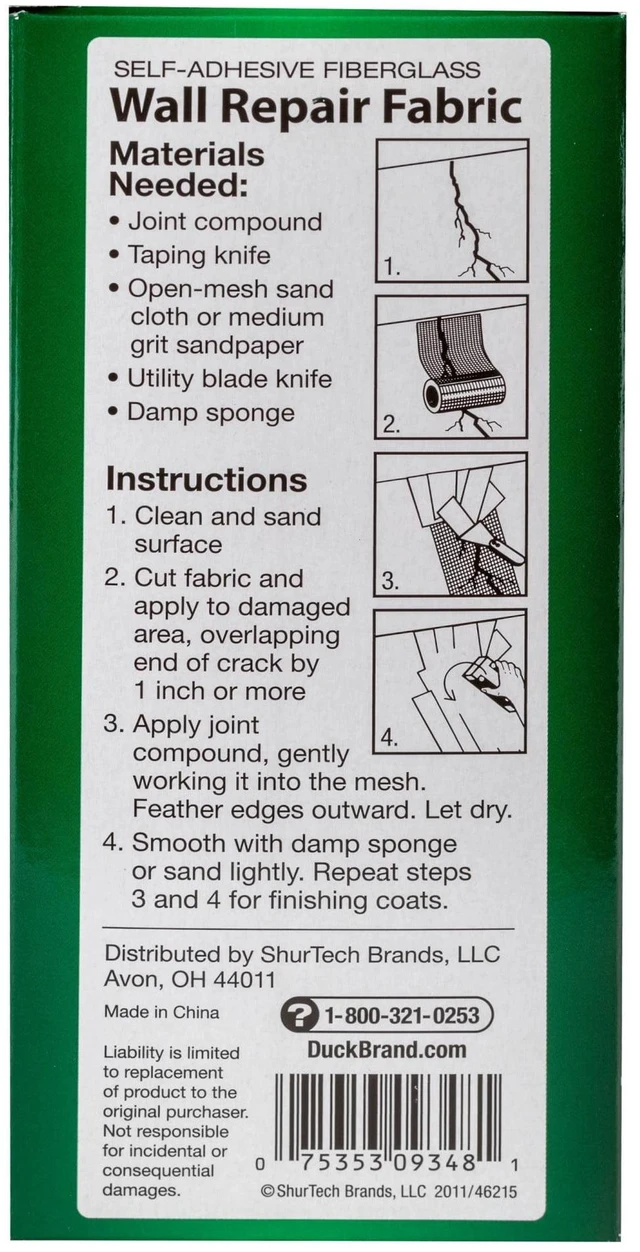 Alt view image 4 of 5 - Duck Brand White Wall Repair Fabric Patch, 6 in. x 25 ft.