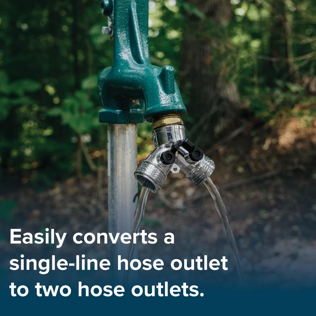 Alt view image 4 of 6 - Camco RV Fresh Water Hose Wye Valve - Two-Way Hose Splitter - Metal, Silver (20114)