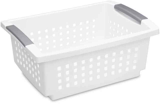 Main image of Sterilite Medium Stacking Basket, Open Plastic Bin, Space Saving Organizers, White