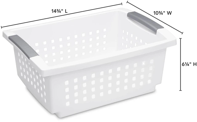 Alt view image 5 of 6 - Sterilite Medium Stacking Basket, Open Plastic Bin, Space Saving Organizers, White