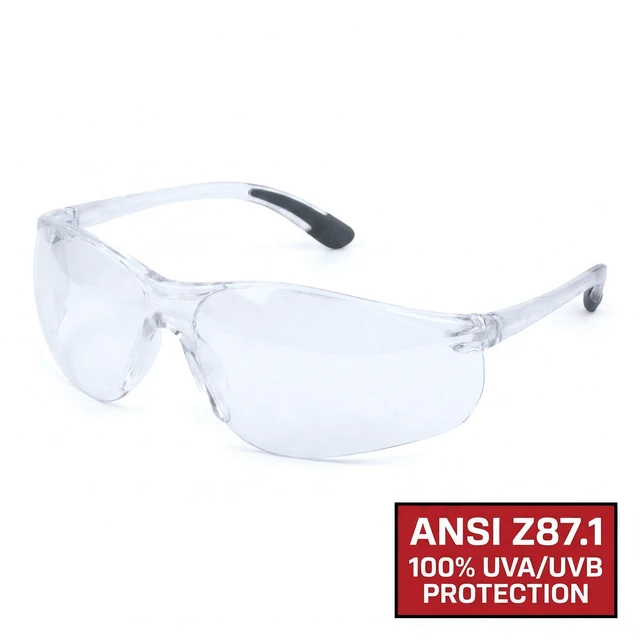 Alt view image 5 of 6 - Hyper Tough Single Clear Anti-Fog Lens Safety Glasses. 99% UV Blocking, Meet ANSI z87.1 Impact Resistance