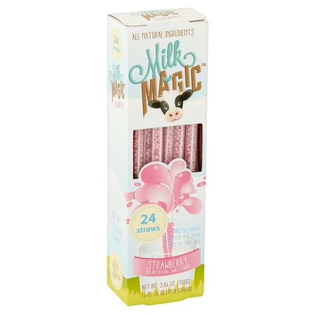 Alt view image 3 of 5 - Milk Magic Strawberry Milk Flavoring Straws 24 Count