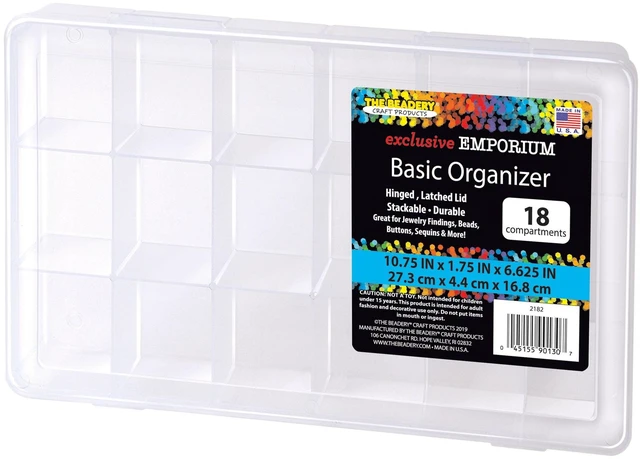 Alt view image 2 of 5 - The Beadery 18-Compartment Clear Plastic Organizer Box for Beads, Crafts and Jewelry Storage