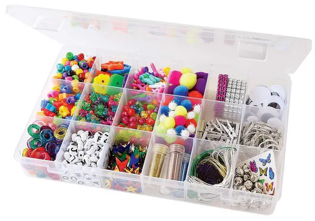 Alt view image 3 of 5 - The Beadery 18-Compartment Clear Plastic Organizer Box for Beads, Crafts and Jewelry Storage