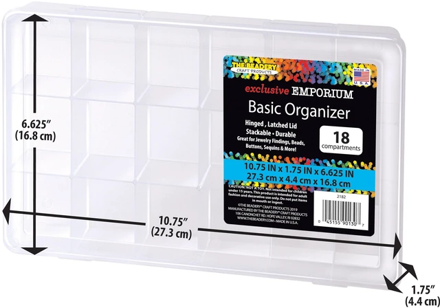 Alt view image 4 of 5 - The Beadery 18-Compartment Clear Plastic Organizer Box for Beads, Crafts and Jewelry Storage