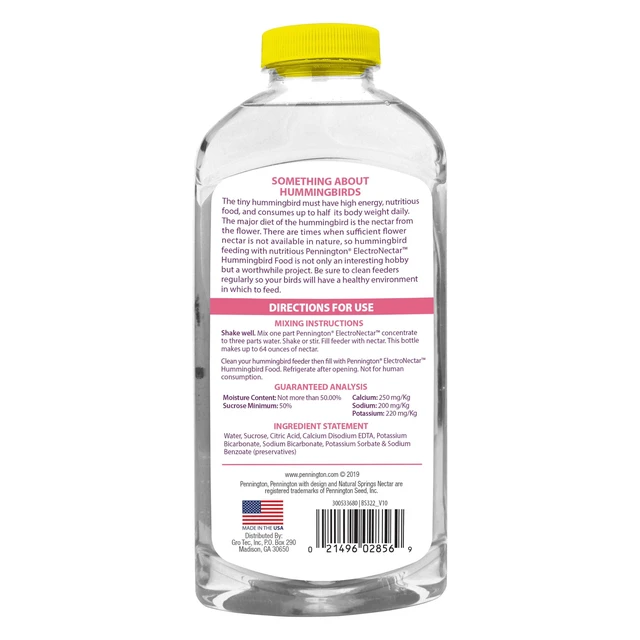 Alt view image 5 of 6 - Pennington Premium Electro Nectar Liquid Concentrate Hummingbird Food, Hummingbird Nectar, 16 oz., 1 Pack