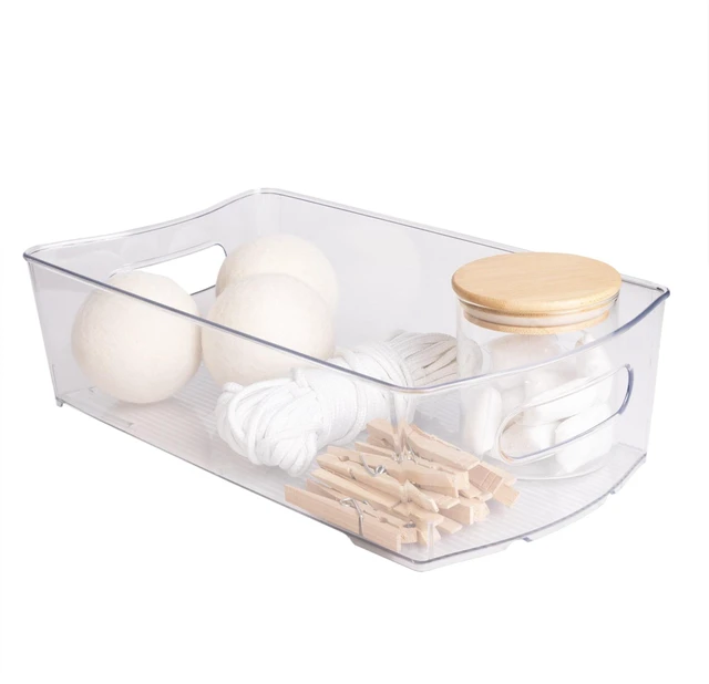 Alt view image 2 of 6 - Mainstays Clear Wide Closet and Laundry Organizer Bin with Dividers