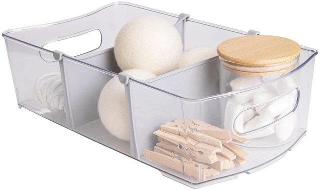 Alt view image 4 of 6 - Mainstays Clear Wide Closet and Laundry Organizer Bin with Dividers