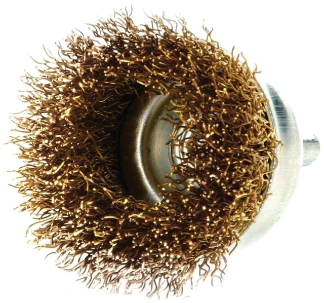 Alt view image 2 of 2 - Robtec Crimped Brass Coated Steel Wire Cup Brush, 0.008" Wire, 3" x 1/4" Shank