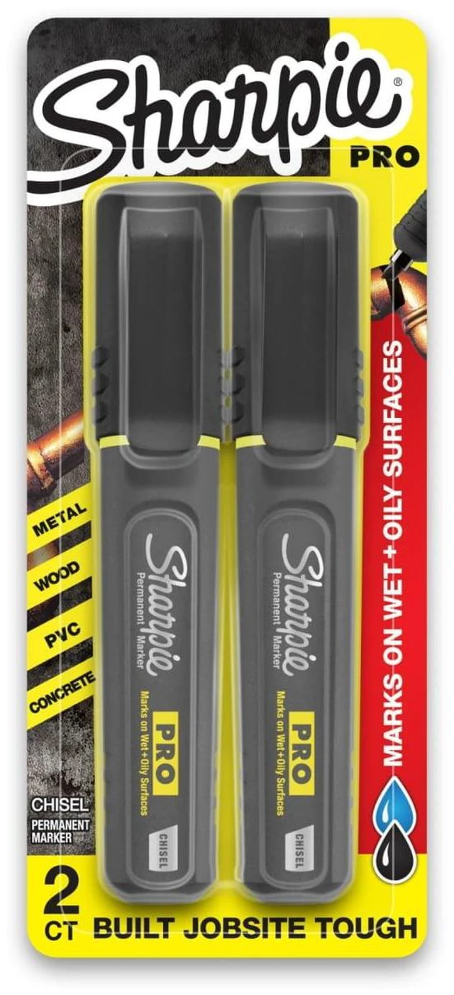 Main image of Sharpie PRO Permanent Markers, Chisel Tip, Black, 2 Count