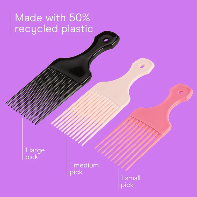 Alt view image 4 of 5 - (2 pack) Conair Lift & Define Detangling Hair Pick Combs, 3-Pack with Small, Medium, Large