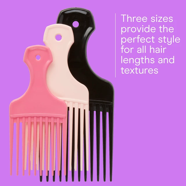 Alt view image 2 of 5 - (2 pack) Conair Lift & Define Detangling Hair Pick Combs, 3-Pack with Small, Medium, Large