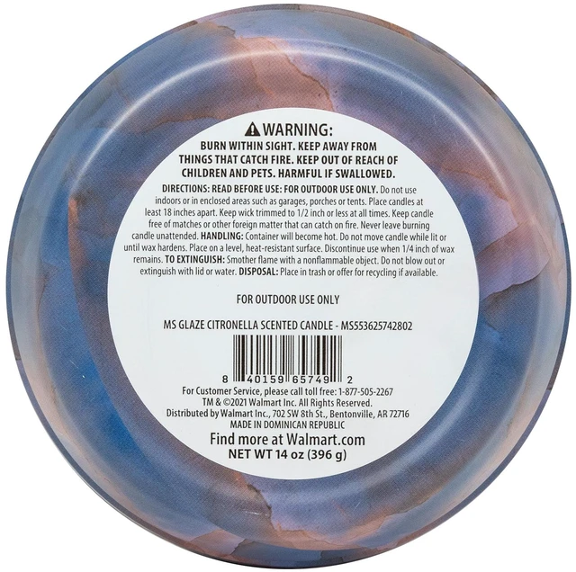 Alt view image 4 of 6 - Mainstays 14 oz Citrus & Citronella Outdoor Fragranced Candle