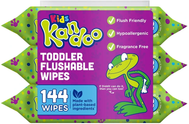 Main image of Kandoo Kids Sensitive Flushable Cleansing Wet Wipes, Potty Training Aid, Fragrance Free, 144 Wipes