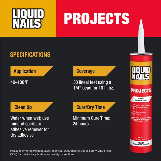 Alt view image 4 of 7 - (2 pack) Liquid Nails 10 oz Interior Projects Latex Construction Adhesive Tan