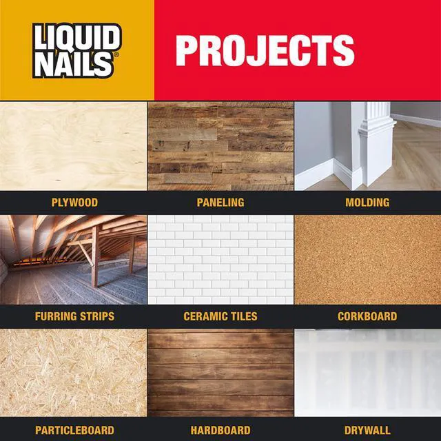 Alt view image 6 of 7 - (2 pack) Liquid Nails 10 oz Interior Projects Latex Construction Adhesive Tan