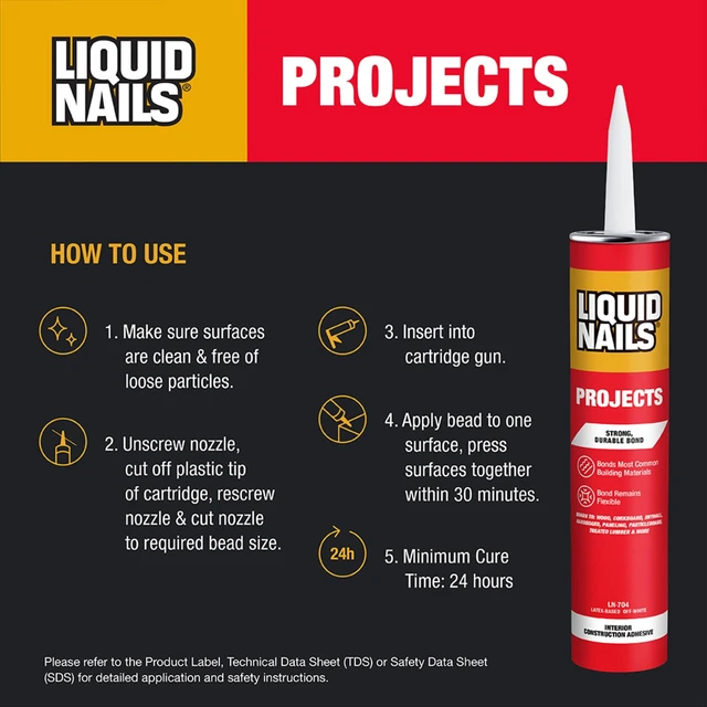 Alt view image 2 of 7 - (2 pack) Liquid Nails 10 oz Interior Projects Latex Construction Adhesive Tan
