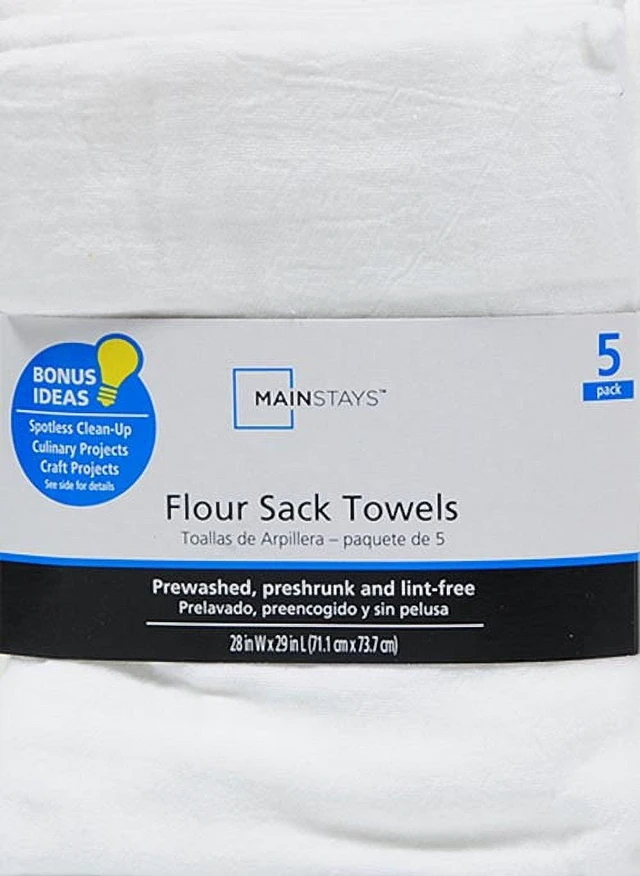 Main image of Mainstays 5 Pack Flour Sack Kitchen Towel Set, White