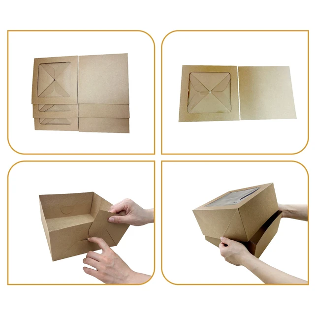 Alt view image 2 of 4 - Way To Celebrate Kraft Cake Box with Window, 8 in x 8 in x 4 in, 3-Pack