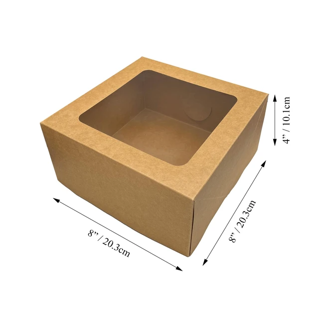 Alt view image 3 of 4 - Way To Celebrate Kraft Cake Box with Window, 8 in x 8 in x 4 in, 3-Pack