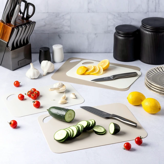 Alt view image 3 of 5 - Thyme & Table 4-Piece Poly Cutting Mats SM 7.5"x11.4", MD 9.8"x13.4" - Cream