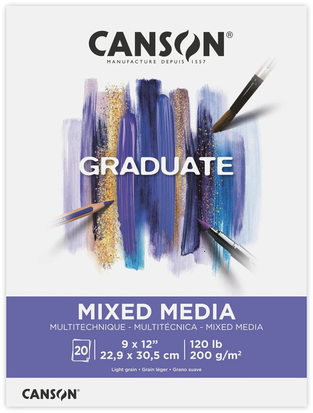 Main image of Canson Graduate 9" x 12" Mixed Media Paper Pad (20 Sheets), Art Paper for Adults and Students