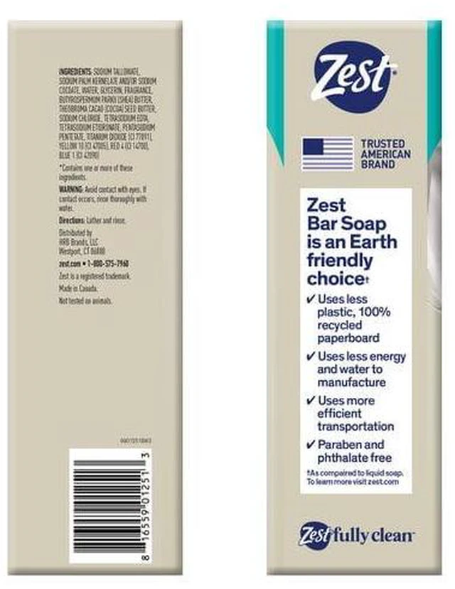 Alt view image 2 of 6 - Zest Cocoa Butter & Shea Bar Soap, for All Skin Types, 4 oz, 8 Bars