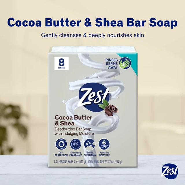 Alt view image 4 of 6 - Zest Cocoa Butter & Shea Bar Soap, for All Skin Types, 4 oz, 8 Bars