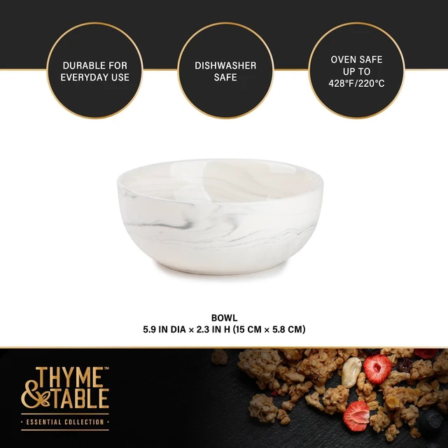 Alt view image 6 of 6 - Thyme & Table Grey Marble Ceramic Bowl