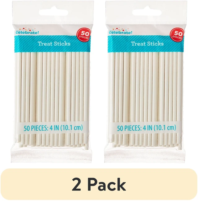 Main image of (2 pack) 50 Count, 4 IN, White, Paper Treat Sticks, by Way To Celebrate