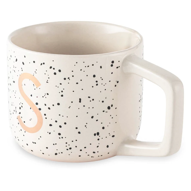 Alt view image 5 of 5 - Thyme & Table 13.5 fl oz Monogram S White Speckled Stoneware Mug