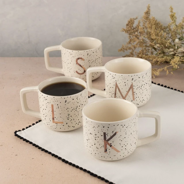 Alt view image 3 of 5 - Thyme & Table 13.5 fl oz Monogram S White Speckled Stoneware Mug