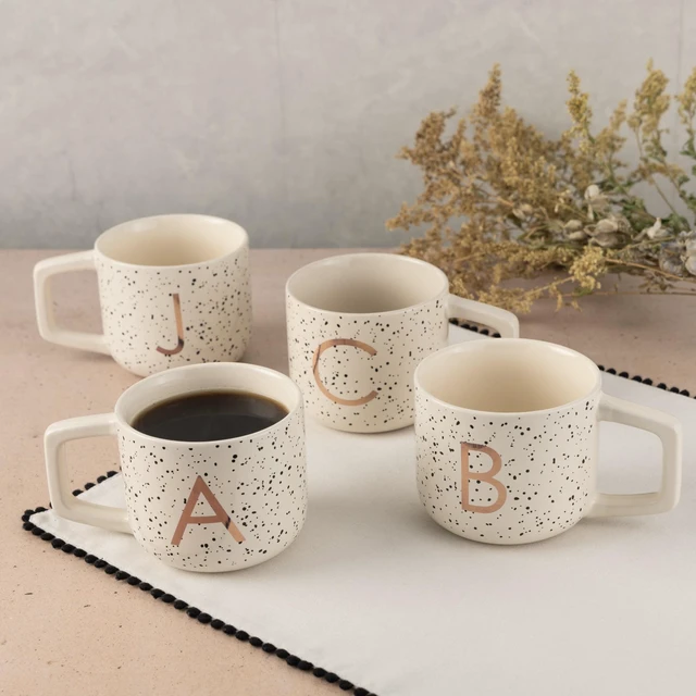 Alt view image 2 of 5 - Thyme & Table 13.5 fl oz Monogram S White Speckled Stoneware Mug